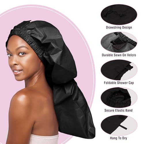 Red by Kiss Essential Super Large Waterproof Braid Shower Cap, Reusable Caps with Elastic Band (Pack of 2) - size: Braid Cap (Pack of 2)
