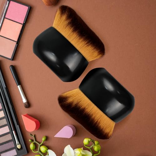 Extra Large Body Makeup Brush For Self Tanner, Leg Makeup &Bronzer Blend,75 mm Wide-headed Kabuki Brush Provides More Even &Pretty Application, Oval Face&Back Makeup Brush, Wet&Dry Use- Black - color: Black