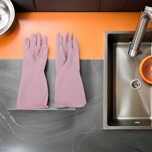 Reusable Non-slip Latex Dishwashing Gloves 4-pair Set Waterproof Heavy Duty Cleaning Gloves for Kitchen, Household, Laundry and Bathroom Use, Size M,