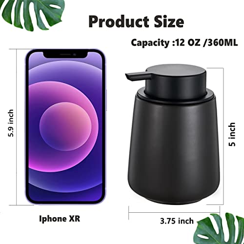 12Oz Black Soap Dispenser - Modern Ceramic Lotion Hand Soap Dispenser with Easy-to-Press Black Pump, Reusable and Refillable Liquid Dish Soap Dispensers for Bathroom & Kitchen - color: Black, style: Liquid Pump