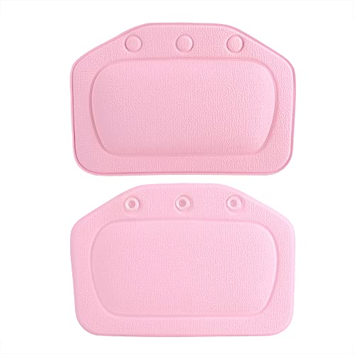 Bath Pillow, Bathtub Head Neck Support, Soft Foam Padded Spa Tub Headrest Back Shoulders Support Cushion Bathroom (Pink) - color: Pink