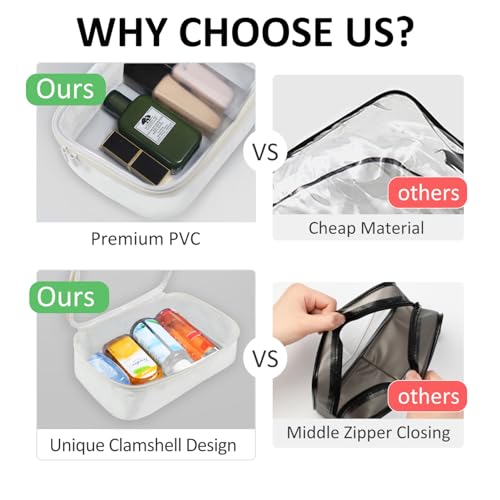 Moyad TSA Approved Toiletry Bag Clear Quart Size Travel Bags Makeup Bag | Large Opening, for Men and Women, Carry on Airline Compliant, Transparent Liquids Pouch, Beige - color: Beige, size: 2 Pack