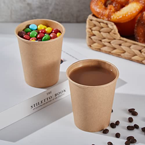 SIUQ 400 Pack 8 oz Kraft Paper Cups, Unbleached Disposable Paper Coffee Cups, Thickened Hot/Cold Beverage Drinking Cup for Party, Home, Cafes, Bistros, Businesses (Brown) - style: 8oz-400pack