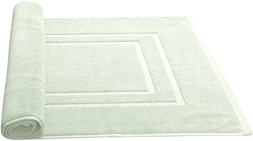 Feather & Stitch 2 Piece Towel Like Bath Mats (30x21 Inch) 100% Cotton Terry Bath Mats, Bathroom Shower Floor Mats [NOT A Bathroom Rug], Soft Absorbent Washable Mats - Frost - color: Frost