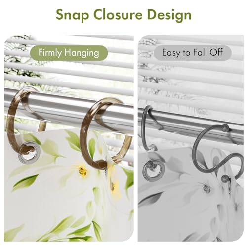 Amazer Plastic Shower Curtain Rings, 24 Pcs Shower Curtain Hooks, O Shape Amber Brown Shower Curtain Hooks Rings, Easy to Snap Closure, Shower Hooks for Shower Curtain and Liner Bathroom - color: Amber Brown, size: 24 Pack