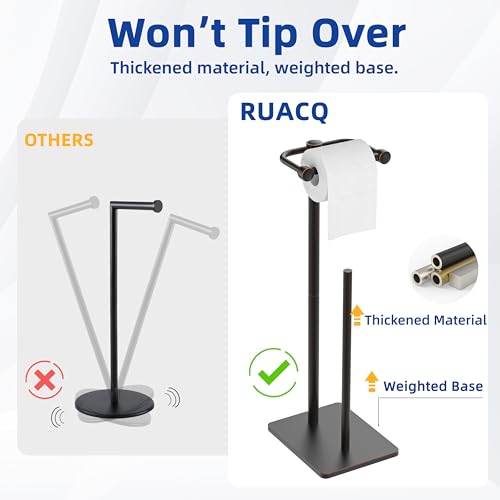 RUACQ Toilet Paper Holder Stand, Bathroom Toilet Paper roll Holder Free Standing with Storage for 4 Rolls, Post Pivoting Design, Stable Weighted Base, SUS304 Stainless Steel (Oil Rubbed Bronze) - color: Oil Rubbed Bronze, size: Free Standing with Storage