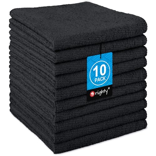 Orighty Wash Cloths, 10 Pack Face Towels, Soft Quick-Drying Washcloths, Multi-Purpose Microfiber Face Cloths for Bathroom, Gym, Spa, Hotel, Travel, 11.5"x11.5", Black - color: Black