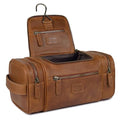 LEATHER VILLAGE Genuine Leather Travel Dopp Kit for Men & Women – Water-Resistant Large-Capacity Hanging Toiletry Bag for Travel, Grooming, Bathroom Organization, Shaving Essentials & Gym Use - Tan - color: Tan