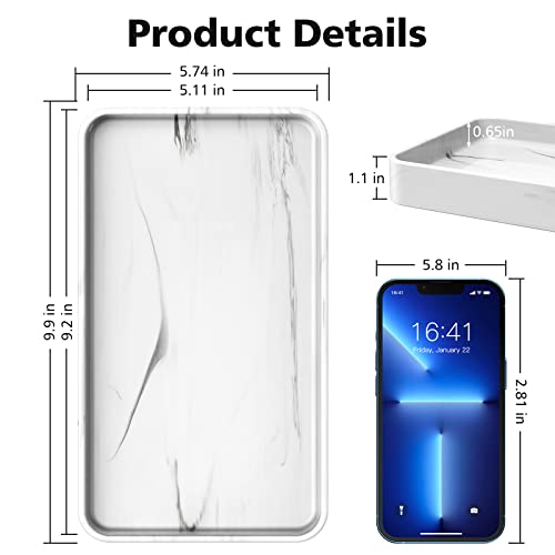 Gurygo 10" Vanity Tray for Bathroom - Hand Towel Tray Organizer for Paper Napkins - Bathroom Vanity Counter Organization - Ceramic Soap Dispenser Tray for Kitchen Counter (Marble White, Set/1)… - color: Marble White, size: 9.9" x 5.7" x 1.1"