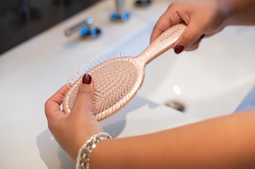 FRAMAR Glitter Hair Brush Detangler, Detangling Hairbrush For Women, Wet Hair Brush For Girls, Hair Detangler Brush, Wet Hairbrush, Hairbrushes, Reduces Frizz – Rosé - color: Rose Gold