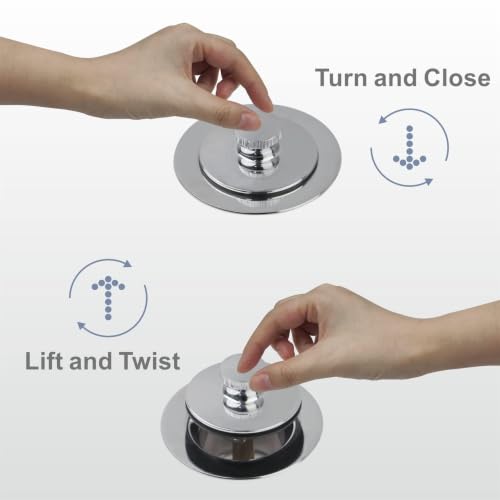 HIDROP Chrome Tub Drain Lift and Turn Assembly, 2-Hole Overflow Faceplate | Stainless Steel Tub Drain, Universal Fine/Coarse Thread fit 1-3/8" or 1-1/2" Tub Drain, Bathtub Drain Conversion Kit - color: Chrome