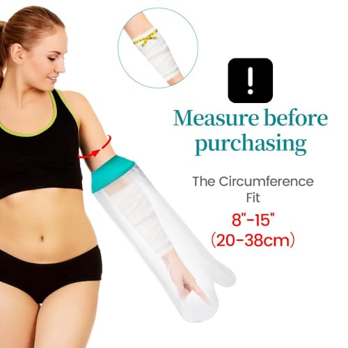 Cast Covers for Shower Arm, Waterproof Cast Cover Arm for Swimming, Cast Shower Cover, Water Proof Cast Protector for Adult, Sleeve for Showering, Elbow, Hand (Diameter - 6.3") - color: Half Arm, style: Reinforced Green