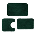 Bathroom Rugs Sets 3 Pieces Microfiber - Upgrade Non-Slip Thermo-Plastic Rubber Bottom- Quick Dry - Machine Wash for Bedroom, Tub, Living Room (Dark Green) - color: Green