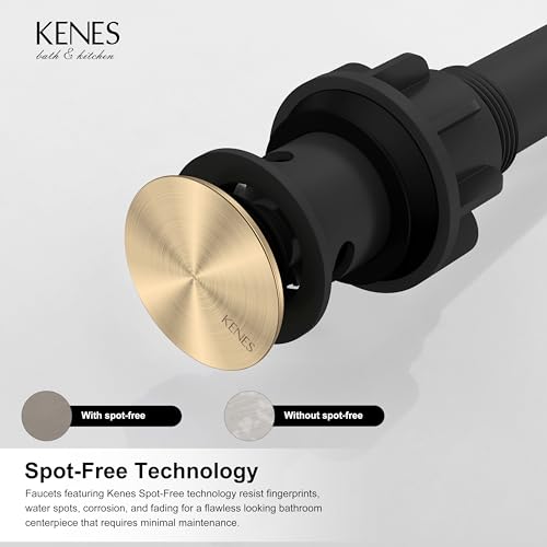 KENES Champagne Bronze Bathroom Sink Drain with Overflow, Pop Up Bathroom Sink Drain Assembly Anti Clog Pop Up Drain Stopper Lavatory Bathroom Vanity Sink Drain - color: Champagne Bronze, size: Big Pop up Cap (With Overflow)