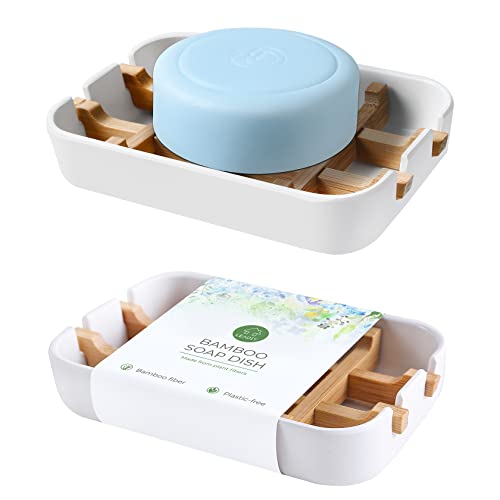 Soap Dishes for Bar Soap,2 Pack Environmentally-Friendly Bathroom Soap Dishes (Removable),2Pcs/Set Bamboo Soap Dishes Holder,Bathroom Sink Soap Dish,White - color: 2pcs-white