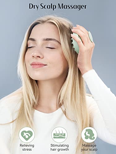 HEETA Scalp Massager Hair Growth, Soft Silicone Scalp Scrubber Shampoo Brush for Exfoliation, Dandruff Removal & Head Massage Stress Relax, Wet & Dry Use for Thick, Thin Hair Care, Wheat Straw Green - color: New Green