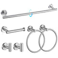 TQKAG Brushed Nickel Bathroom Hardware Set 6-Piece Bathroom Accessory Set 23.6 Inch Round Stainless Steel Towel Bar Set Wall Mounted - color: Brushed Nickel, size: 6-Pieces Set