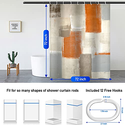 Lnond 4Pcs Bathroom Shower Curtain Sets with Rugs,Orange Modern Painting Art Bathroom Sets with Shower Curtain and Rugs and Accessories - color: Orange-01