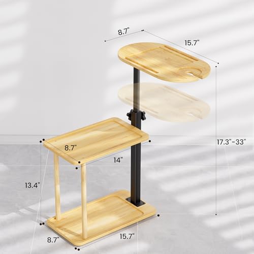 Bathtub Tray Table, Freestanding Bath Side Table Tub Tray Caddy, 3 Layer Bamboo Bath Board Shelf, Bathtub & Bathroom Accessories, New Home Gift for Mom, Housewarming, Anniversary, Wedding - color: Natural