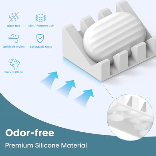 Soap Dishes with Suction Cups, Silicone Soap Holder & Saver with Drainage, Bar Soap Holder for Shower for Bathroom, Kitchen, Bathtub, Easy to Clean, Keep Soap Dry, Extend Soap Life(Beige) - color: Beige
