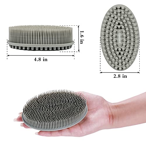 Silicone Body Scrubber Loofah - Set of 3 Soft Exfoliating Body Bath Shower Scrubber Loofah Brush for Sensitive Kids Women Men All Kinds of Skin(Black/Gray/Blue) - size: Colors: Black, Gray, Blue
