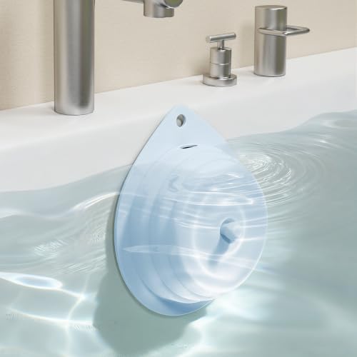 Bathtub Overflow Drain Cover Tub, Silicone Magnetic Bathroom Overflow Drain Cover, Overflow Drain Cover for Bathtub, Bathroom Spa Accessories, Adds of Water to Your Tub for Deeper&Warmer Soak(Blue) - color: Blue