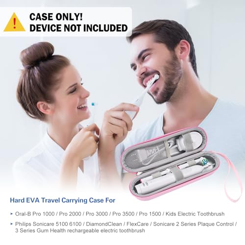 ProCase Travel Case for Oral-B/Oral-B Pro Smartseries/IO Serie Sonicare ProtectiveClean Electric Toothbrush, Hard EVA Case Cover Storage Bag Holder with Mesh Pocket for Accessories -Pink - color: Pink