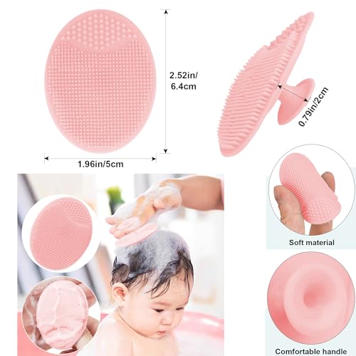 Baby Hair Brush and Pink Cradle Cap Brush Set for Newborns and Toddlers, Wooden Baby Hair Brush Set with Soft Goat Bristle, Baby Hair Care Kit (2PCS) - color: 2pcs(hair Brush+pink Cradle Cap Brush)