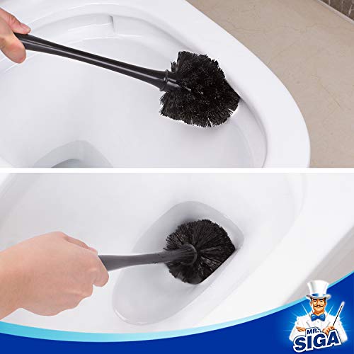 MR.SIGA Toilet Plunger and Bowl Brush Combo for Bathroom Cleaning, Black, 1 Set - color: Black