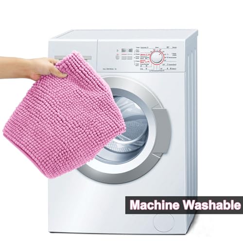 Urvoix Bathroom Rugs Sets 3 Piece, Non-Slip Chenille Bath Rug - Ultra Soft, Washable, Super Absorbent Bath Mat for Bathroom, Toilet and Tub (Pink) - color: Pink