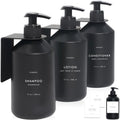 No Drill Wall Mount Shampoo and Conditioner Dispenser for Shower Gel Body Wash Soap Bottle Container Pump Black Refillable 3 Chamber Bottles, Bathroom Shampoo Dispenser for Shower Set Wall Mounted - color: Sophisticated Black