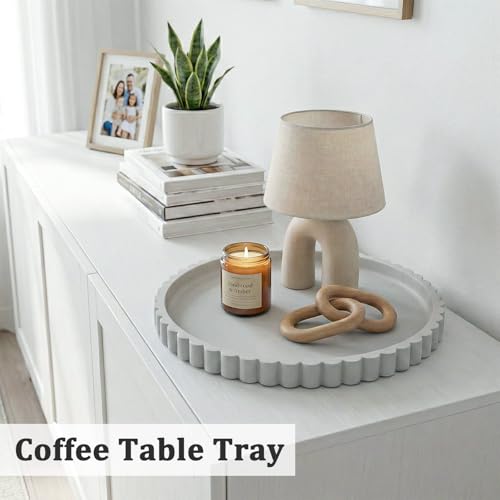 HighHerz Silicone Bathroom Countertop and Vanity Tray, Round Silicone Bathroom Tray, Modern Bathroom Decor, Coffee Table Decor, Decorative Tray for Candle, Perfume, Plants (Grey, 9 inch) - color: Gray, size: 9"