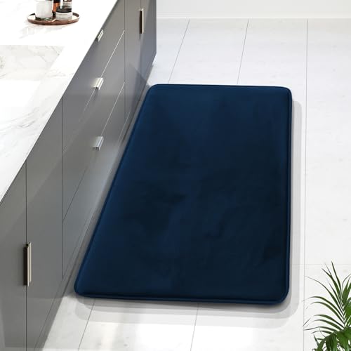 Clara Clark Bathroom Rugs, Velvet Memory Foam Bath Mat, Non-Slip Bath Rugs, Machine Wash, Dries Quickly, Ultra Soft Plush Bath Mats for Bathroom, - color: Blue, style: 24 x 36