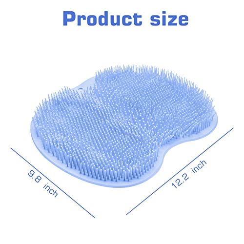 Shower Foot Scrubber Mat Back Washer Back Exfoliating Bath Wash Pad Wall Mounted Slip Suction Cups Foot Scrubber for Use in Shower Cups Foot Cleaner for Men and Women - color: Pale Blue