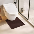 TYUU Toilet Rug, Thin Toilet Rugs U Shaped Washable Non Slip Absorbent Quick Dry Low Pile Toilet Mat, Brown 20"x24" U Shape - color: Brown01, size: 1'8" X 2' (U-Shape)