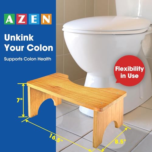 AZEN 2 Pack Toilet Stool Squat Adult, Wood Poop Stool for Bathroom Adults, Portable Toilet Potty Stools for Adults - color: Yellow (2 Pack)