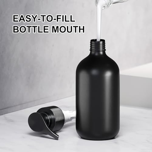2Pcs Black Soap Dispenser, 16oz Plastic Dish & Hand Soap Dispenser for Kitchen, Empty Liquid & Lotion Dispenser Set for Bathroom Accessories - color: Black Pump
