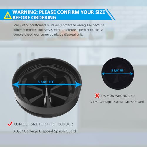 Garbage Disposal Splash Guard 3 3/8" - 1 Pack Universal Sink Baffle for InSinkErator Evolution & Most 3-Bolt Models, Heavy-Duty FDA Silicone with Noise Reducing Petal Design