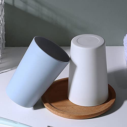 Simple Drinking Cup, Household Plastic Cup, Couple Toothbrush Holder, Large Capacity 300ml (10 oz) Mug (Blue & White)