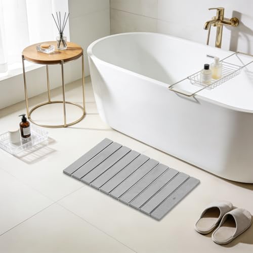 Foldable Stone Bath Mats For Bathroom,Super Absorbent Dry Diatomaceous Earth Mat Drying Pad,Large Stone Drying Mat For Kitchen Counter,Countertop Bath Accessories, 24"X16"