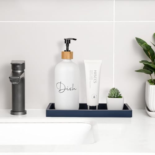 Silicone Bathroom Vanity Tray Dish Soap Holder Sink Organizer, Dark Blue | Large, Thickened Silicone, Easy to Clean, Waterproof, Non-Slip, for Countertop, Kitchen, Bedroom, Dresser - color: Navy Blue, size: 9.8" x 4.7"
