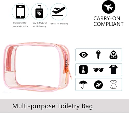 Buminee Navy Blue Clear Pouch Small, 6.6"x2.3"x4.7" TSA Approved Toiletry Bag - Clear Travel Bags for Toiletries and Cosmetics - 1 Pack - color: navy blue