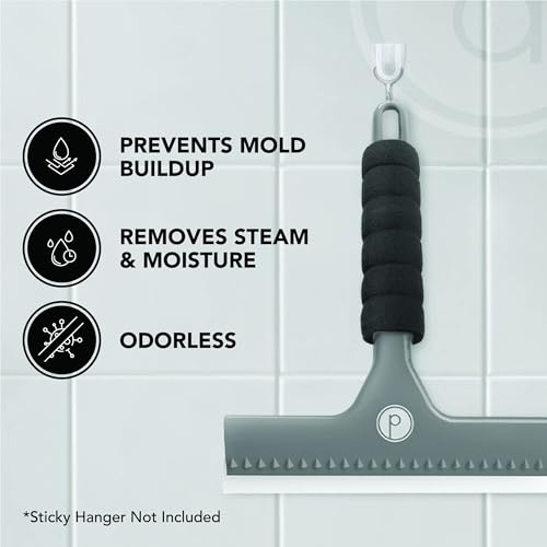 Squeegee for Shower Door, Car Windshield, and Glass Window - 2 Extra Silicone Replacement Blades - Foam Handle - Gray - color: Gray, size: Plastic