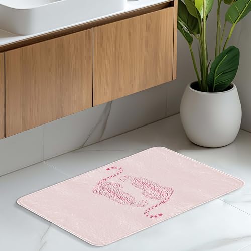 Preppy Pink Leopard Bath Mat | Cheetah Bathroom Rugs, Non Slip, 16x24 - color: Leopard