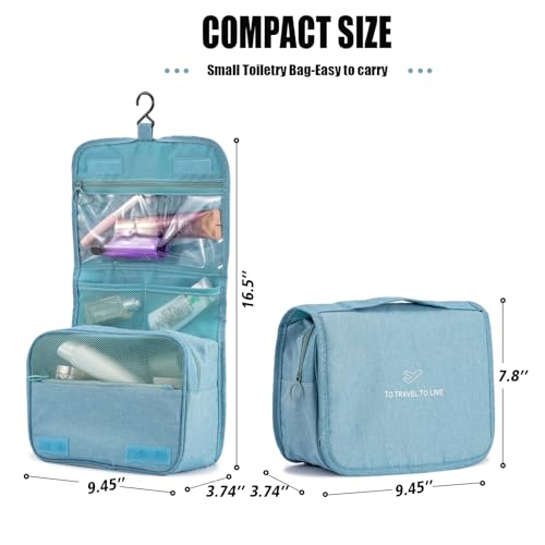 L & FY Hanging Travel Toiletry Bag Women's Cosmetic Organizer Makeup Pouch Men's Shaving Kits With Handle (Denim Navy Blue) - color: Denim Navy Blue, size: Compact Size