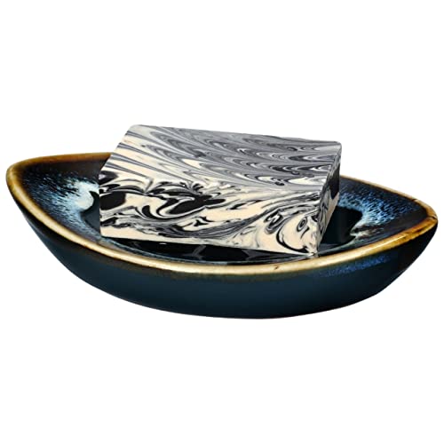 Ceramic Soap Dish with Self Draining Tray for Bar Soap, Bathroom, Kitchen (Green No.5) - color: Green No.5