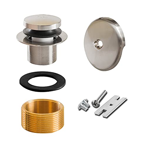 SENTO Nickel Tip-Toe BathTub Drain Trim Set Assembly Stopper Kit, Fit both 1-1/2 Inch or 1-5/8 Inch Strainer and Stopper, Heavy Duty Metal with Matching Screws, Easy Installation, Satin Nickel - color: Satin Nickel