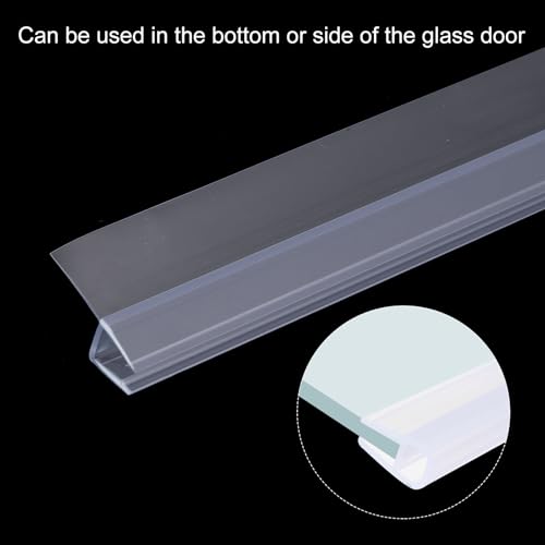 uxcell Shower Door Side Seal, H-Type Shower Door Sweep for 5/16" Glass 47" Long (15.7" x 3 Pcs), 3 Section Segmented Frameless Glass Door Seal Strip, Stop Shower Leaks, Clear - size: 5/16" Glass 47" Long