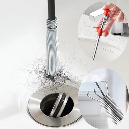 (61 inch) Drain Clog Remover - Gutter Cleaning Drain Snake Tools Cleaner for Toilet Sewer Shower Kitchen Bathroom Tub Tool, Flexible Grabber Claw Pick Up Reacher - style: 61 IN
