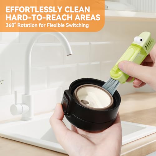 3 in 1 Cup Lid Gap Cleaning Brush Set, Multifunctional Bottle Cleaning Brush, Silicone Cup Lid Gap Cleaner, Home Kitchen Crevice Cleaning Tools (Green) - color: Green
